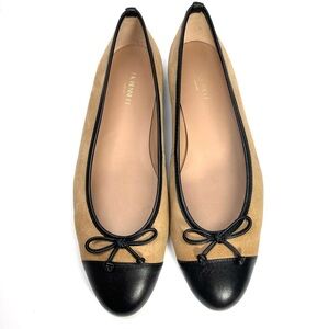 LK BENNETT Kara Sand Suede Black Leather Toe Cap Ballerina Pumps Size EU 42 US12